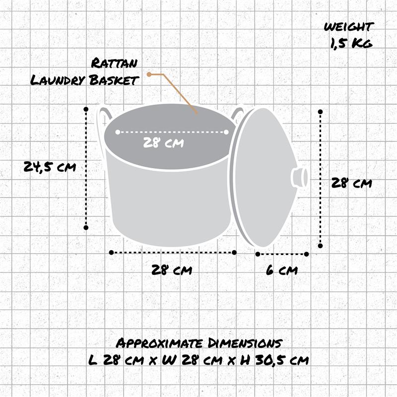 Laundry Basket With Cone Lid In 2 Sizes and Colours dimensions