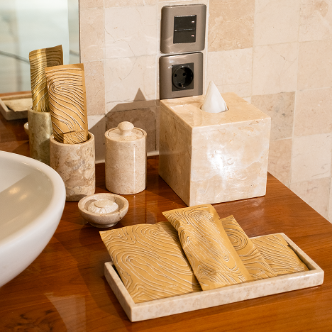 Hotel bathroom tray and rattan accessories