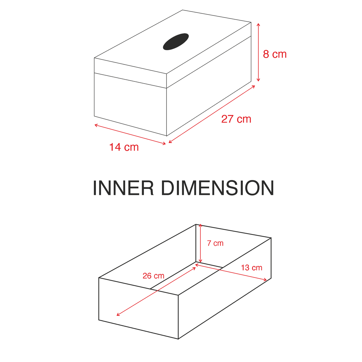 Tissue box marble - Four stunning colours — dimensions