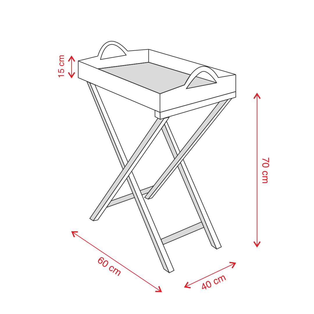 Plateau de majordome en rotin - Naturel dimensions