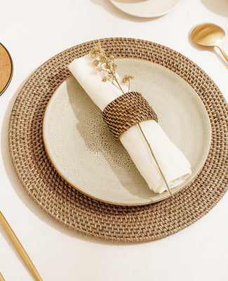 Round Rattan Placemats - Natural
