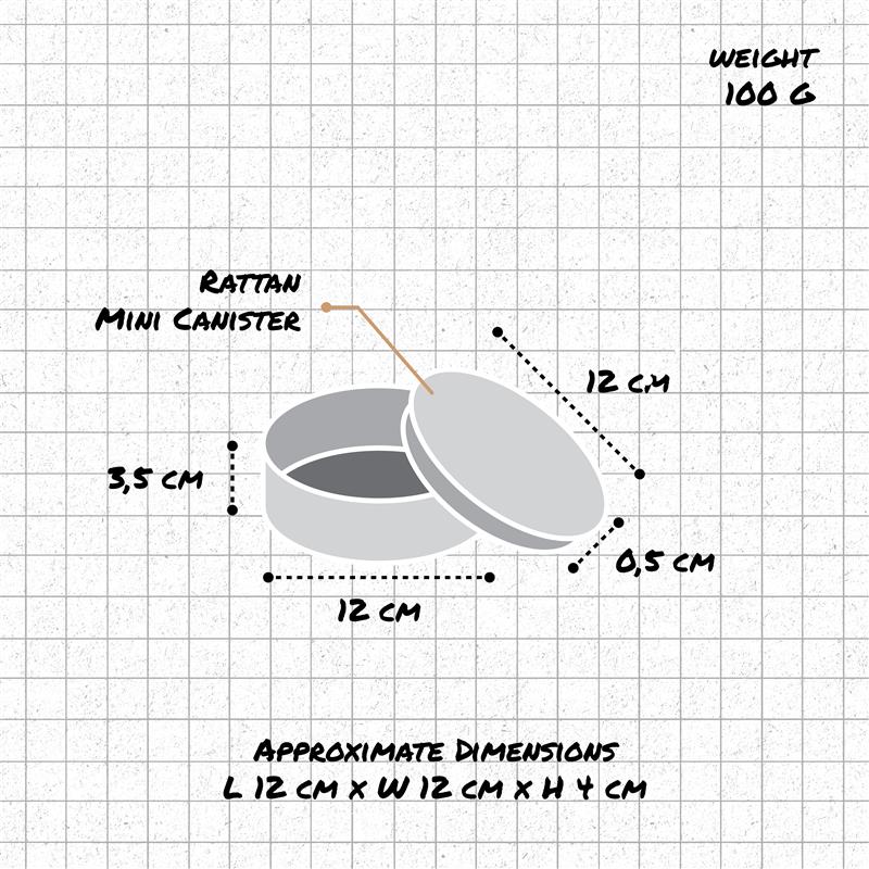 Rattan Mini Canister With Lid For Organisation dimensions