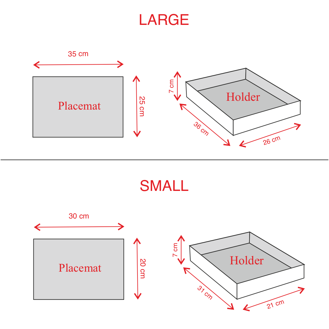 Rectangular Placemats with Holder - Natural dimensions
