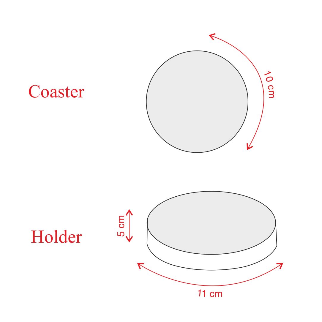 Round Rattan Coaster with Holder dimensions