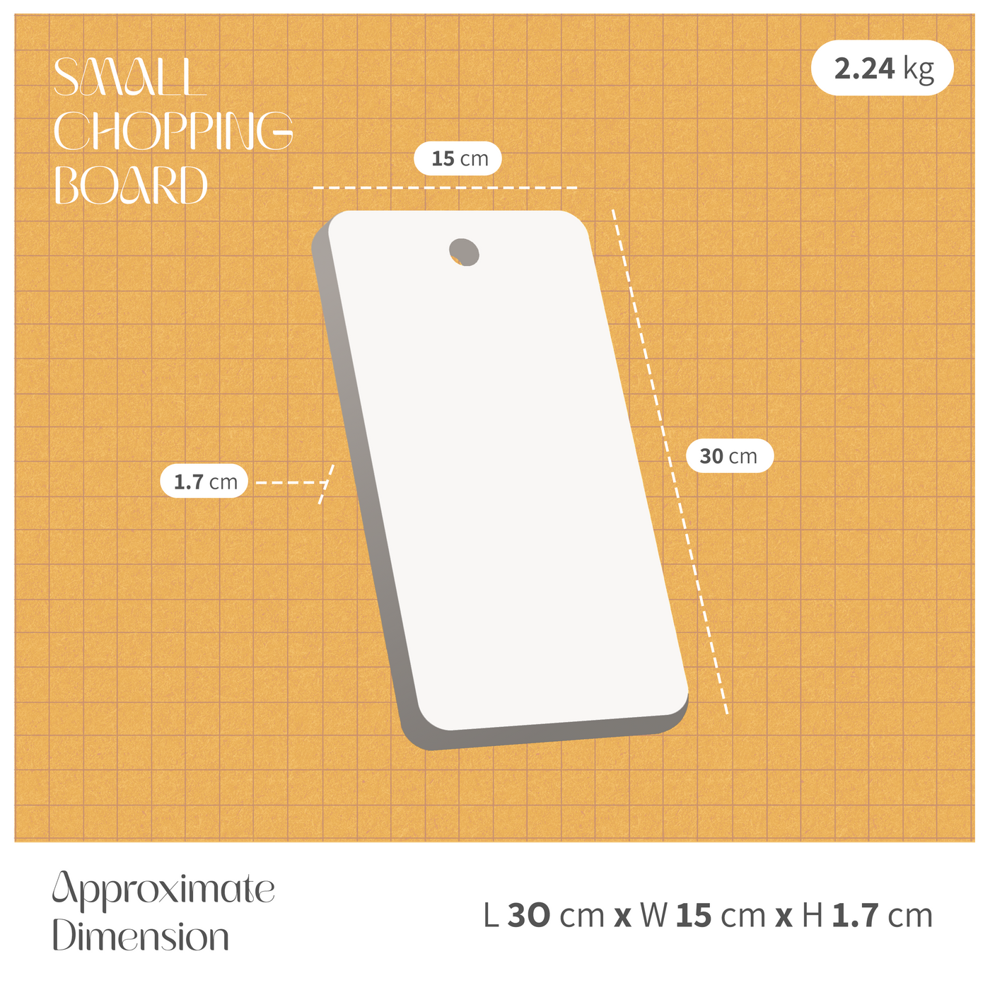 Beige Marble Chopping Board – Natural Stone Kitchen Board (2 Sizes) dimensions