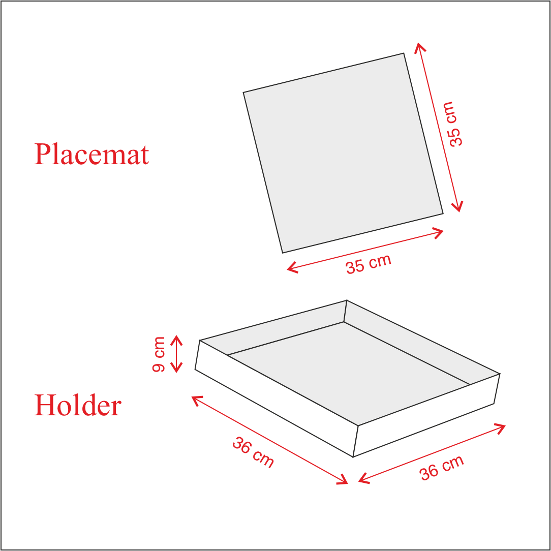 Square Placemat with Holder dimensions