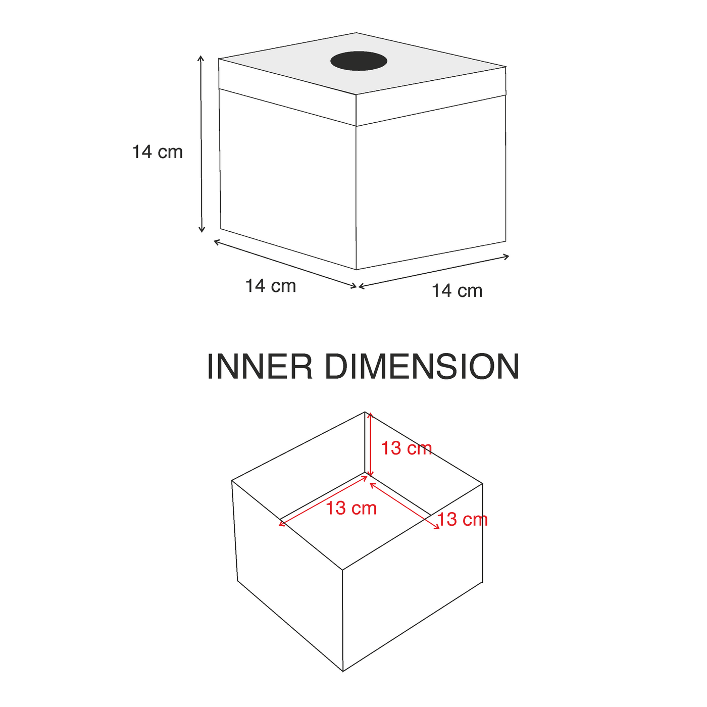 Square Rattan Tissue Cover - Wicker Tissue Boxes dimensions
