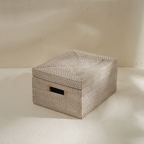 Rattan Storage Basket - White Wash