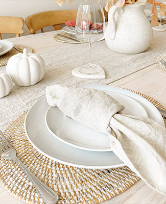 Oval Rattan Dinning Placemats - White Wash