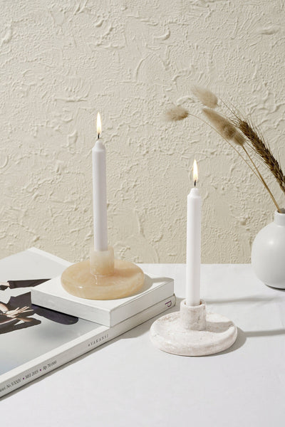 Marble Candle Stick Holder in onyx and beige - Coastal Villa Homeware