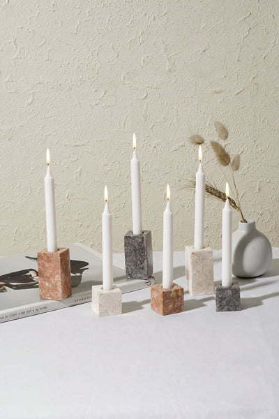 Marble Candle Stick Holder Set in three colours - Coastal Villa Homeware