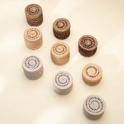 Coastal Inspired Round Spiral Coaster with Holder- 4 Colours - Coastal Villa Homeware