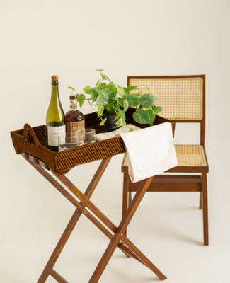 Rattan Butlers Tray -  Dark Brown