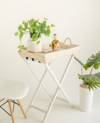 Rattan Butlers Tray - White wash