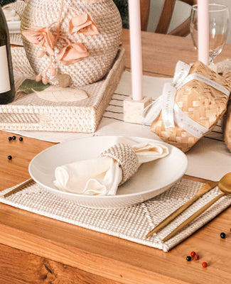 Rectangular Rattan Placemat - White Wash