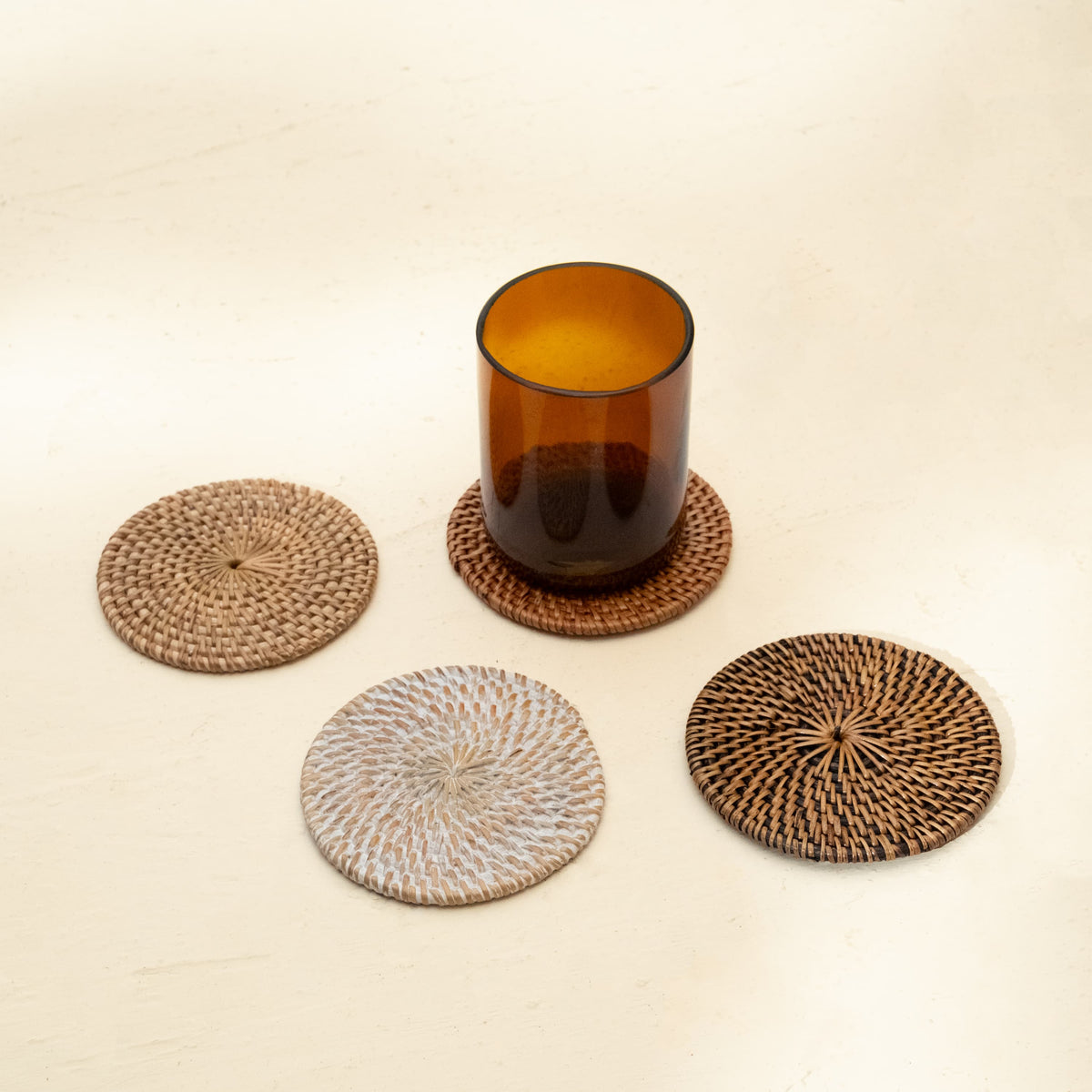 Dark Rattan Coaster Round Rattan Coaster