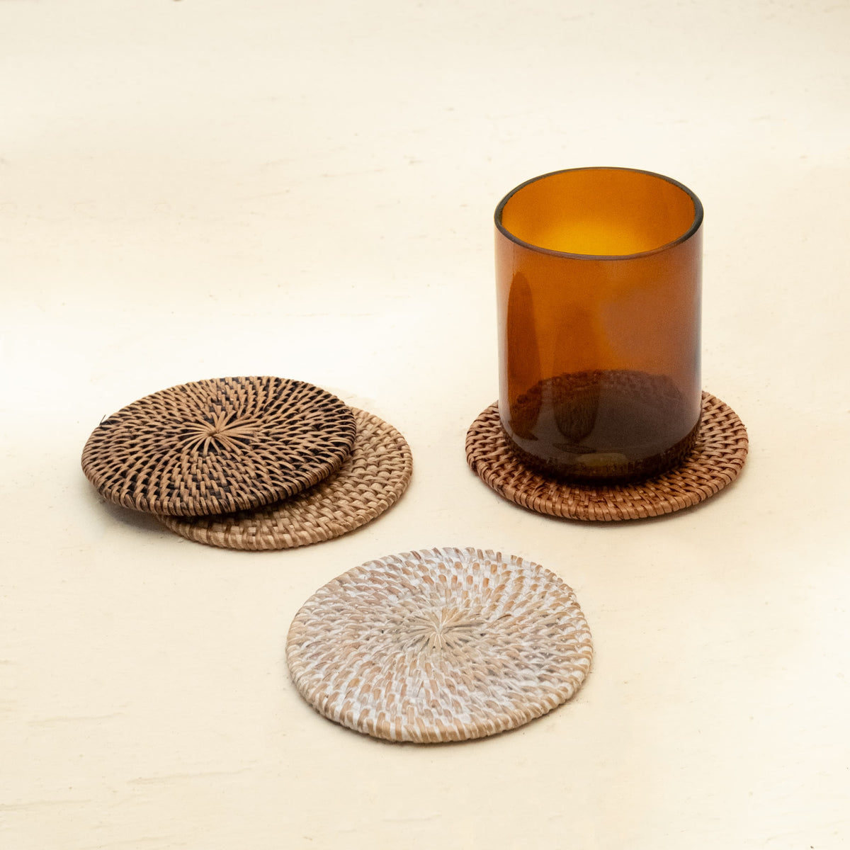 Dark Rattan Coaster Round Rattan Coaster