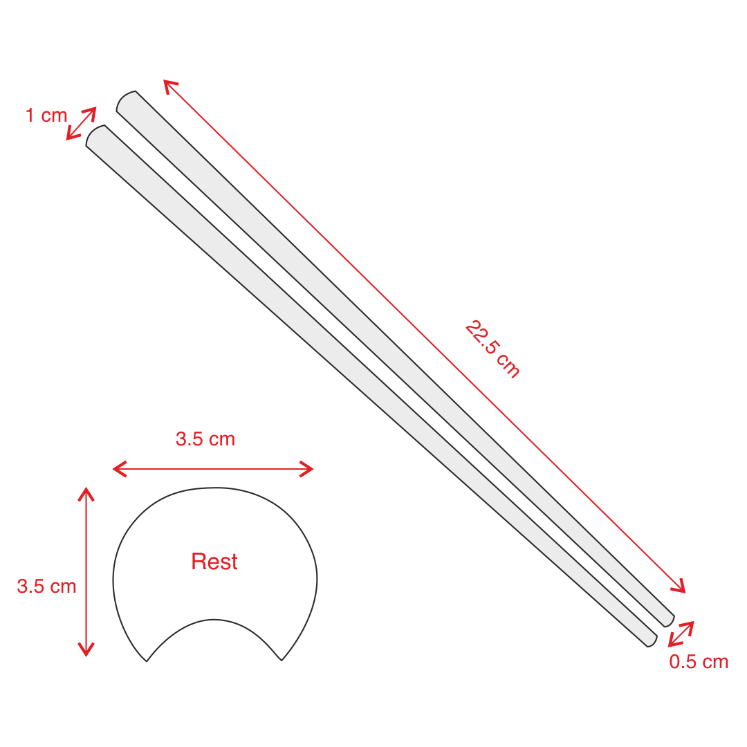 Wooden Chopstick with rest in three woods dimensions