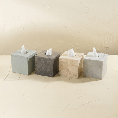 Beige marble square tissue holder genuine stone luxury bathroom