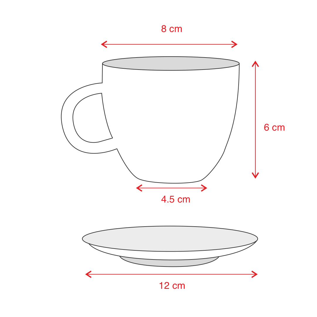 White Cappuccino Cup dimensions