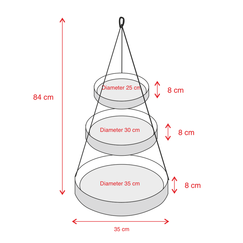 Dimensions of 3 tiered hanging basket