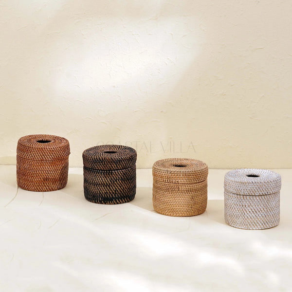 Rattan Round Tissue holder - 4 Colours