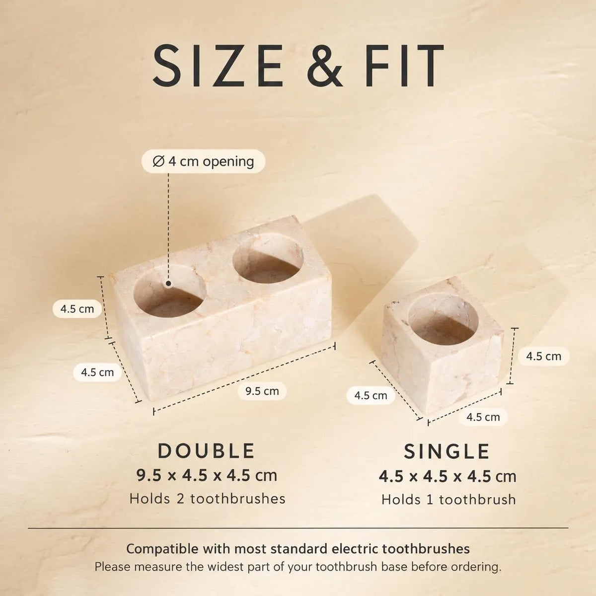 Marble Electric Toothbrush Holder — dimensions
