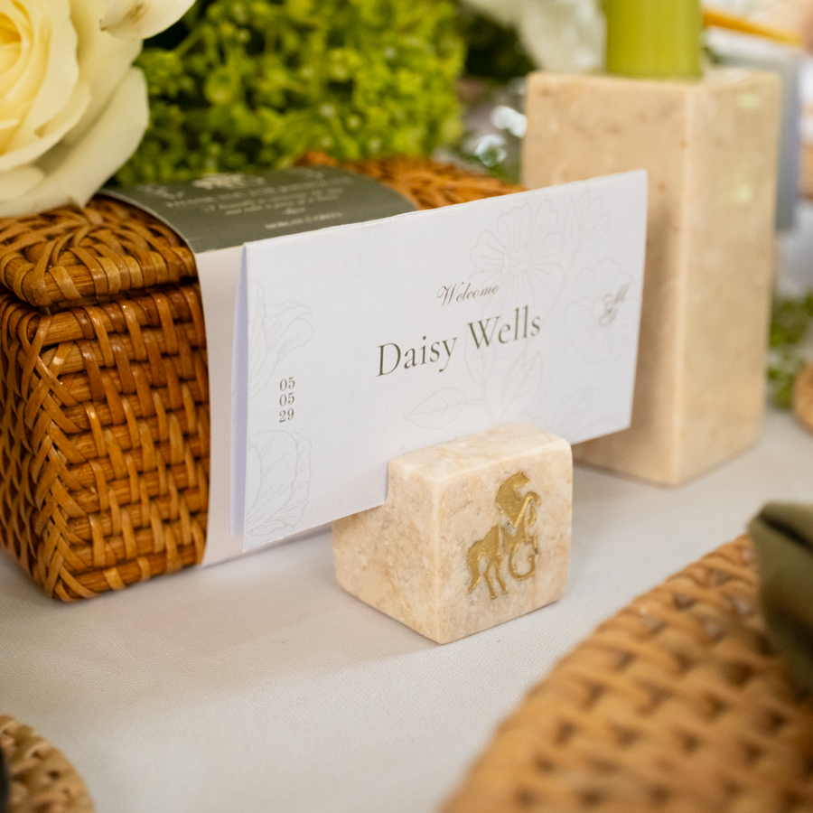 Personalised Marble Wedding Place Card Holders