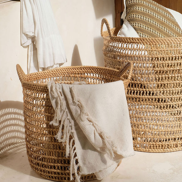 Spiral Rattan Laundry Basket Coastal villa