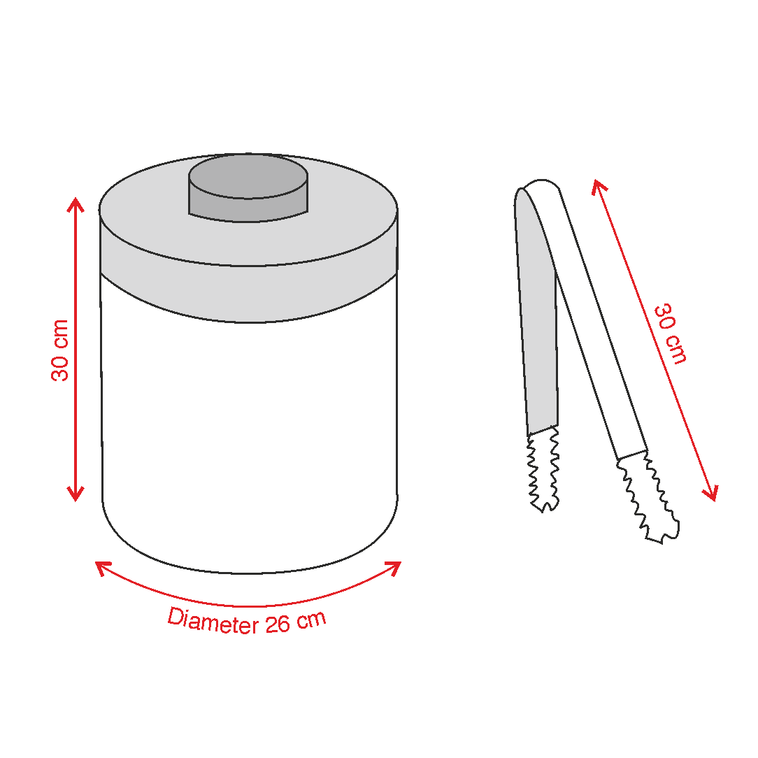 Rattan Insulated Ice Bucket with Tongs - 3 colours dimensions
