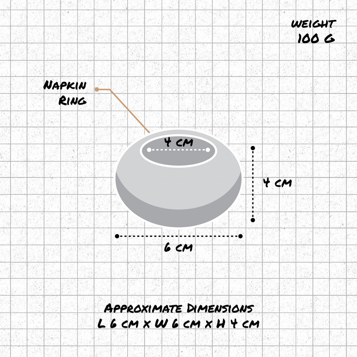 Round Wicker Napkin Rings In Four Colours dimensions