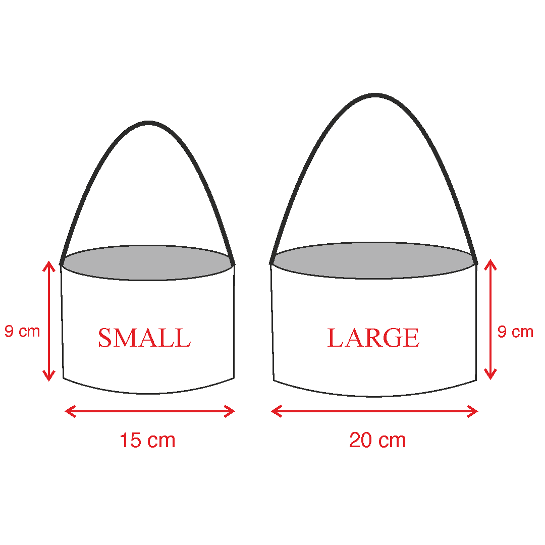 Spiral Harvest Baskets dimensions